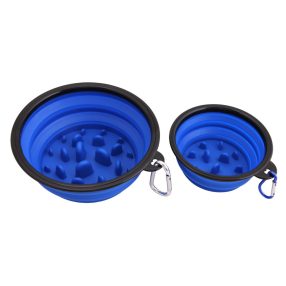 Összecsukható és hordozható kutyatál - 1000 ml - Kék