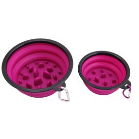 Összecsukható és hordozható kutyatál - 1000 ml - Lila