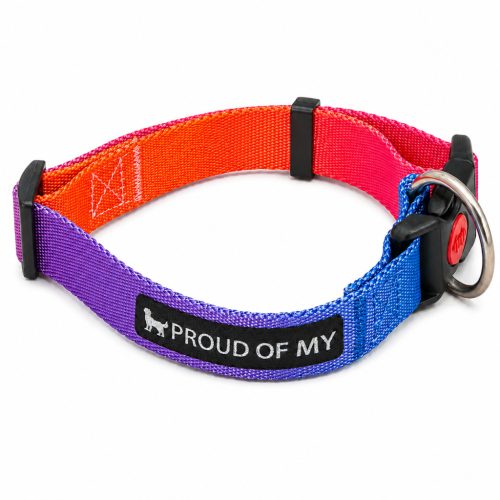 Proud of My – Csatos kutya nyakörv - Kék-piros (M)